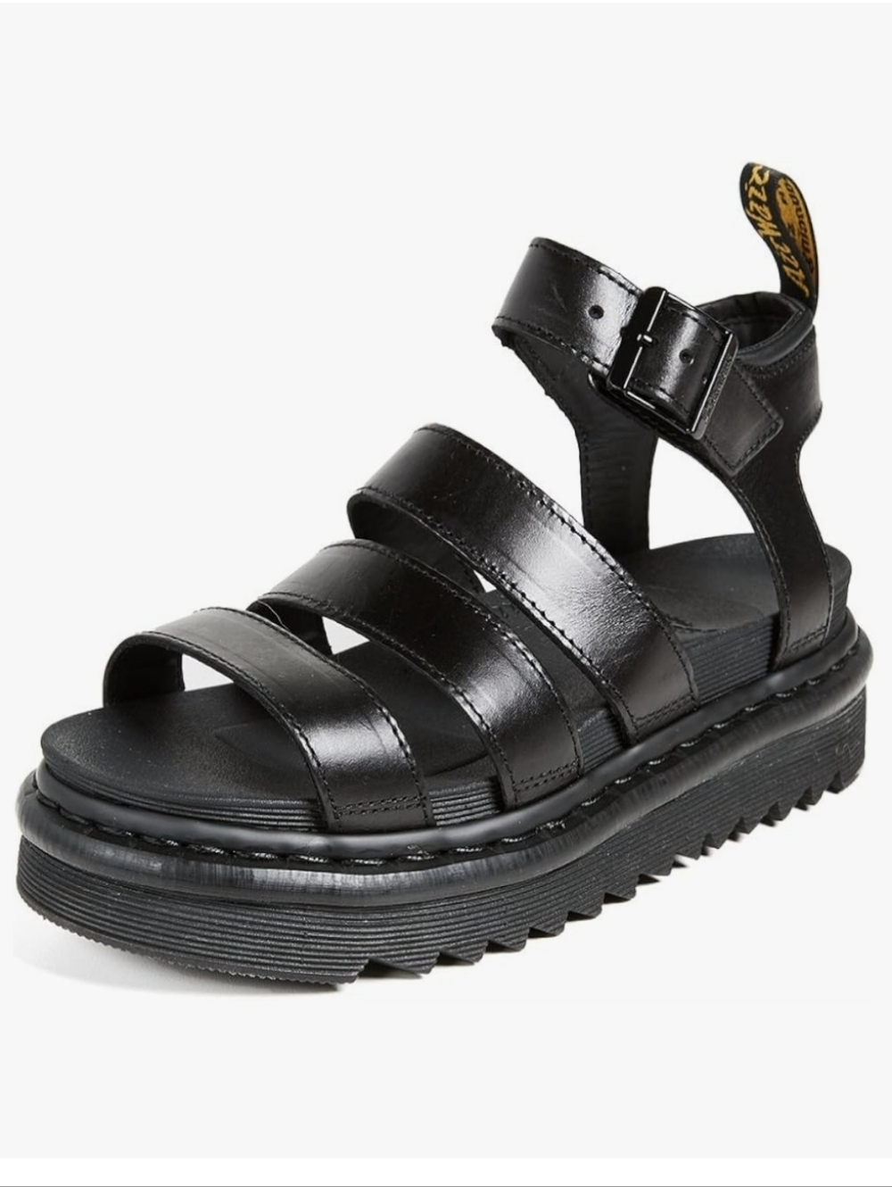 Dr. Martens Black Leather Platform Strappy Sandals